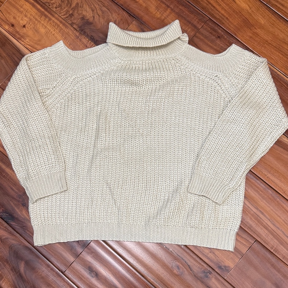 Pink Lily Open Shoulders Cream Sweater